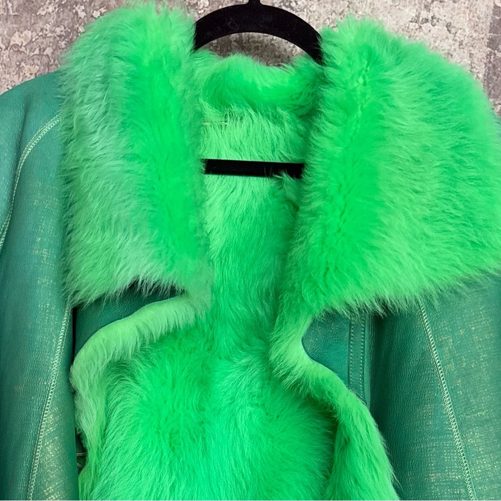 RARE unique leather & lamb coat NEW - Picture 12 of 17